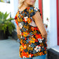 Burnt Orange Flat Floral Print Ruffle Sleeve Babydoll Top