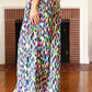 Stand Out Navy & Green Abstract Print Smocked Waist Palazzo Pants