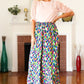 Stand Out Navy & Green Abstract Print Smocked Waist Palazzo Pants