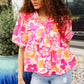 Find Love Pink/Yellow Floral Frill Balloon Short Sleeve Top