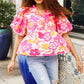 Find Love Pink/Yellow Floral Frill Balloon Short Sleeve Top