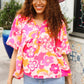 Find Love Pink/Yellow Floral Frill Balloon Short Sleeve Top