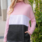 Blush Color Block Mock Neck Side Pocket Top