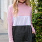 Blush Color Block Mock Neck Side Pocket Top