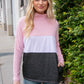 Blush Color Block Mock Neck Side Pocket Top