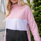 Blush Color Block Mock Neck Side Pocket Top