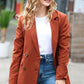 Going Up Rust Double Button Collar Lapel Blazer