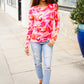 Find Love Red/Pink Fitted Floral Print Buttery Soft Knit Top