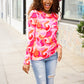 Find Love Red/Pink Fitted Floral Print Buttery Soft Knit Top