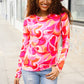 Find Love Red/Pink Fitted Floral Print Buttery Soft Knit Top