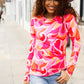 Find Love Red/Pink Fitted Floral Print Buttery Soft Knit Top