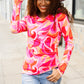 Find Love Red/Pink Fitted Floral Print Buttery Soft Knit Top