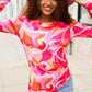 Find Love Red/Pink Fitted Floral Print Buttery Soft Knit Top