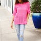 Can't Look Away Pink Heart Netted Crochet Sweater Top