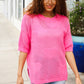 Can't Look Away Pink Heart Netted Crochet Sweater Top