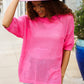 Can't Look Away Pink Heart Netted Crochet Sweater Top