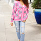 All For Love Fuchsia Flower Print Button Down Knit Cardigan