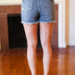 Judy Blue Medium Blue High Rise Buttonfly Frayed Hem Shorts
