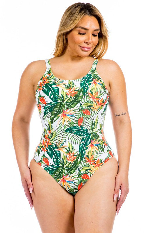 One Piece Tropical Print Swimsuit