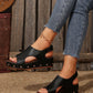 PU Leather Studded Wedge Sandals