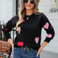 Angel Wings Heart Round Neck Droppped Shoulder Sweater