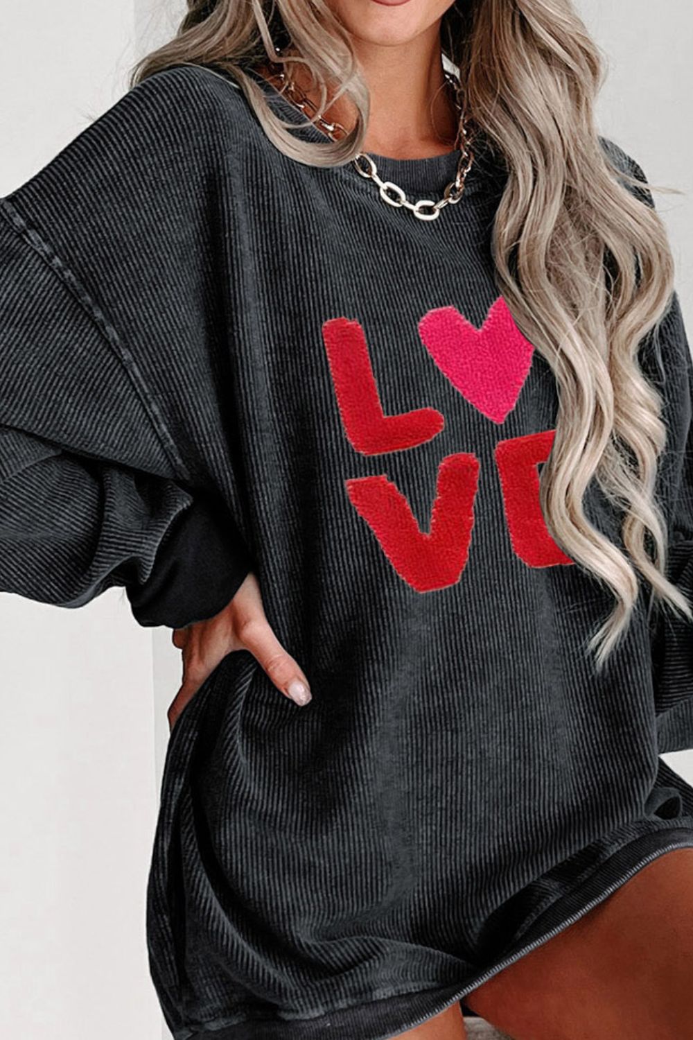 Valentine’s Day LOVE Round Neck Long Sleeve Sweatshirt