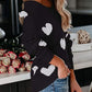 Heart Scoop Neck Long Sleeve Sweater