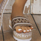 Geometric Woven Platform Slide Sandals