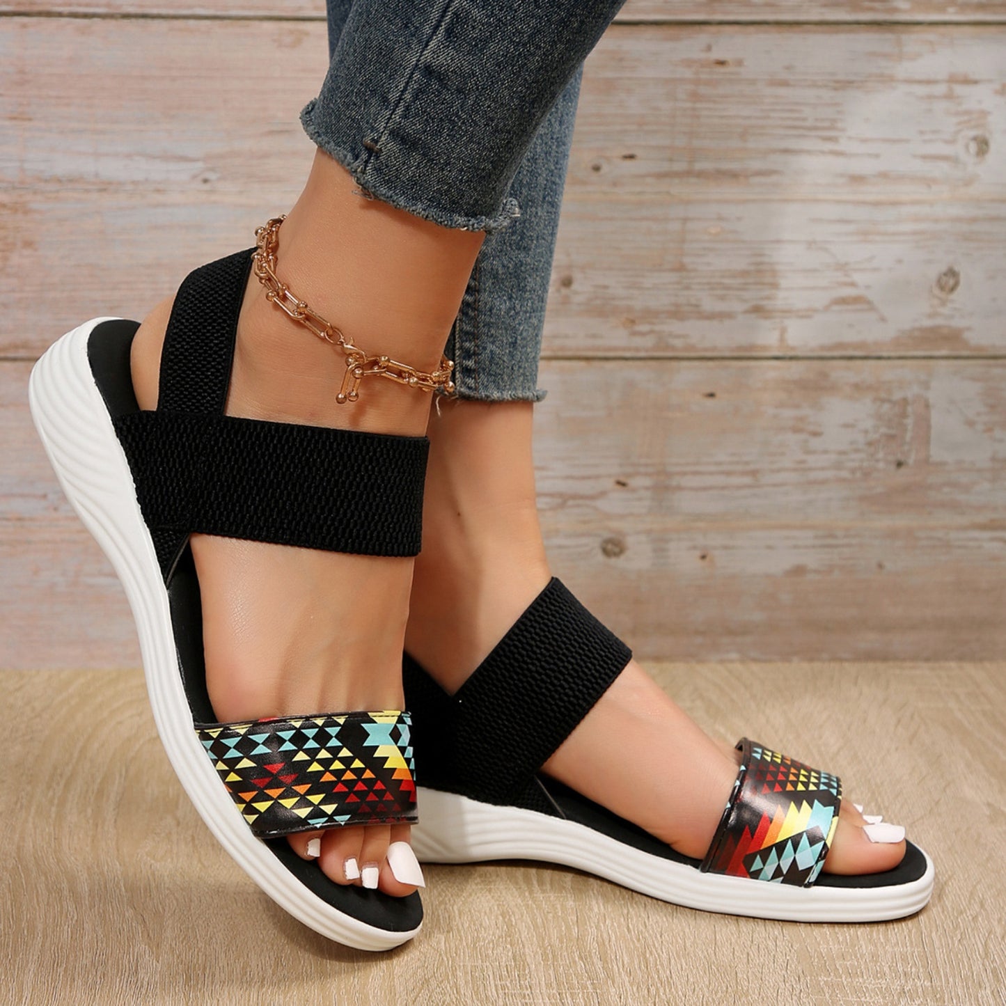 Boho Elastic Strap Comfort Sandals