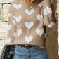 Perfee Heart Pattern Dropped Shoulder Sweater