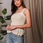 Davi & Dani Crochet Wide Strap Peplum Knit Tank