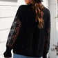 Openwork Lantern Sleeve Dropped Shoulder Sweater