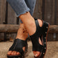 PU Leather Studded Wedge Sandals