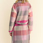 Davi & Dani Tied Color Block Collared Neck Coat