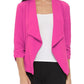 Casual, Solid, Waist Length, Blazer Jacket