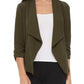 Casual, Solid, Waist Length, Blazer Jacket