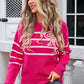 Angel Wings Striped Round Neck Long Sleeve Sweater