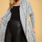 Plaid Open Front Cardigan with Tie