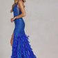 Embellished Feather Skirt V-Neck Open V-Back Side Slit Long Prom Dress NXC1119_15