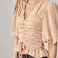Puff Sleeve Cinched Top