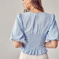 Puff Sleeve Cinched Top