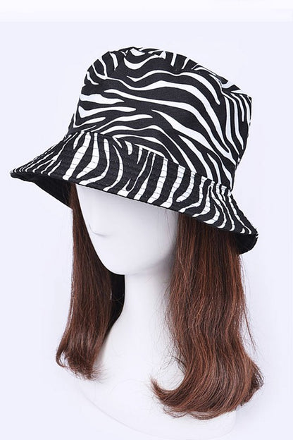 Zebra Print Reversible Bucket Hat