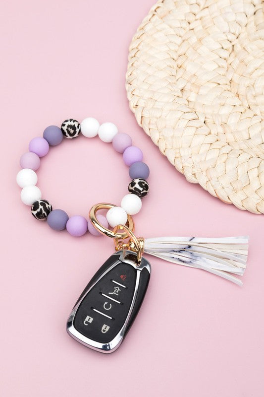 Silicone Monochromatic Key Ring Bracelet