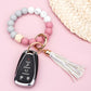 Silicone Color Block Key Ring Bracelet