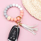 Silicone Color Block Key Ring Bracelet