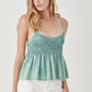 Smocked Flare Bottom Knit Cami Top