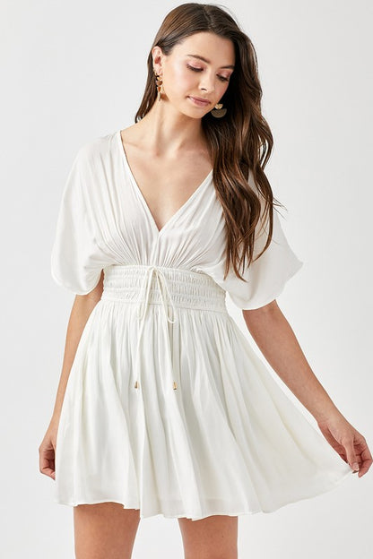 Smocked Waist W/Tassel Strap Dress