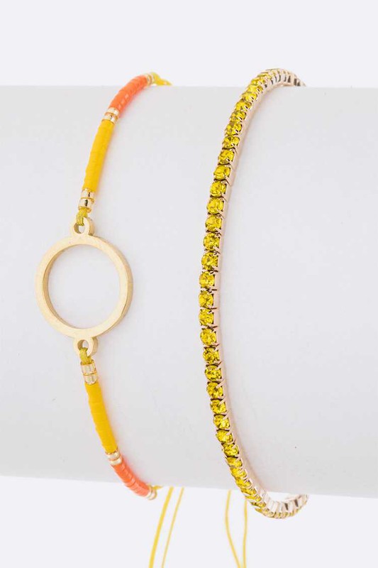 Seed Beads String Rhinestone Bracelet Set