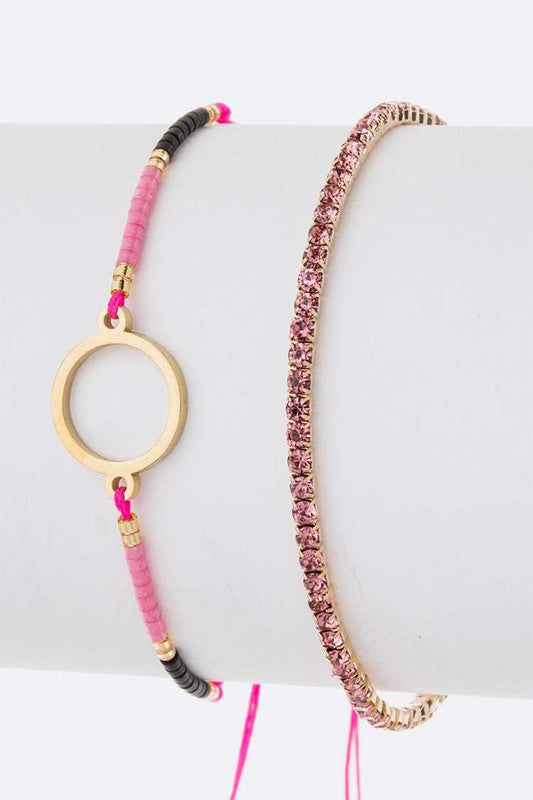 Seed Beads String Rhinestone Bracelet Set