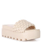 SUNDAE PLATFORM SLIDES WITH WOVEN TEXTURED STRAPS